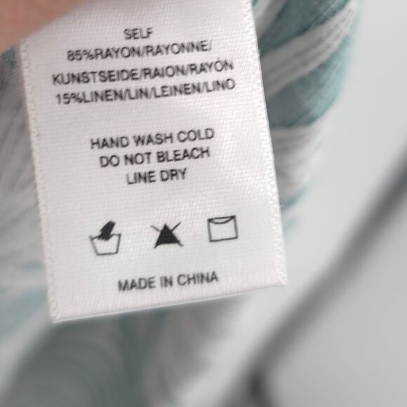 Anthro HD In Paris "Fanned Palm Dress" Palm Leaves Midi Tiered Rayon Linen NWT - Picture 9 of 12